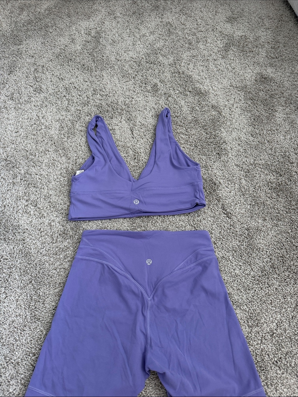lululemon athletica Lavender V-Neck Sports Bra and High-Rise Shorts Set